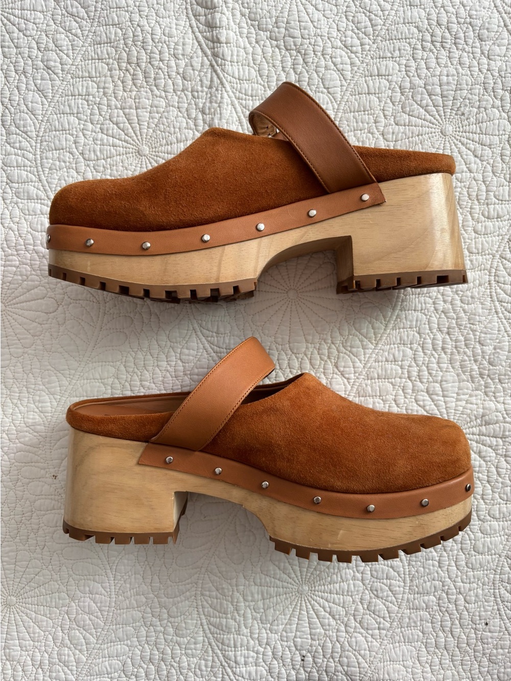 RACHEL COMEY Brown Suede Wood Sole Grader Clogs / 10 - Picture 6 of 11